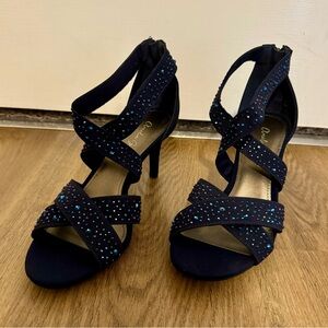 Blue Rhinestone Heels
